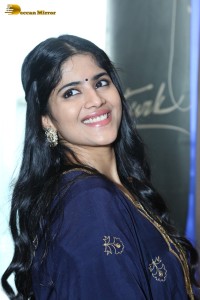 Tollywood actress Megha Akash in a blue salwar dress