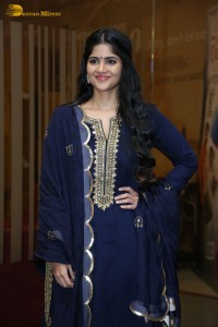 Tollywood actress Megha Akash in a blue salwar dress