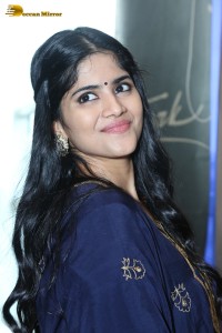Tollywood actress Megha Akash in a blue salwar dress