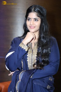 Tollywood actress Megha Akash in a blue salwar dress