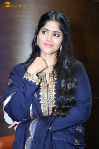 Tollywood actress Megha Akash in a blue salwar dress