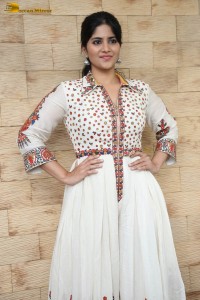 actress megha akash in a white shirt and skirt