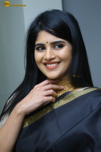 telugu actress megha akash in a black saree