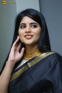 telugu actress megha akash in a black saree