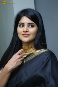 telugu actress megha akash in a black saree