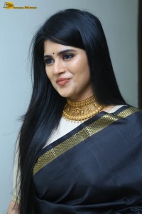telugu actress megha akash in a black saree