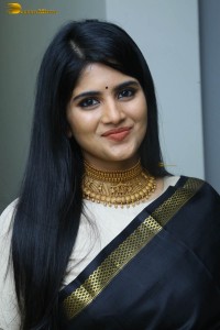 telugu actress megha akash in a black saree