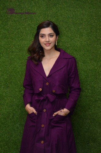 Actress Mehreen in a violet dress