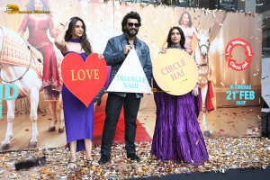 Mere Husband Ki Biwi Trailer Launch attended by Arjun Kapoor, Rakul Preet Singh, and Bhumi Pednekar