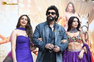 Mere Husband Ki Biwi Trailer Launch attended by Arjun Kapoor, Rakul Preet Singh, and Bhumi Pednekar