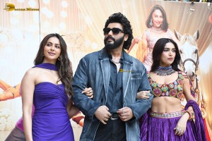 Mere Husband Ki Biwi Trailer Launch attended by Arjun Kapoor, Rakul Preet Singh, and Bhumi Pednekar
