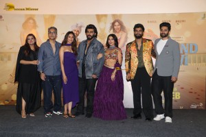 Mere Husband Ki Biwi Trailer Launch attended by Arjun Kapoor, Rakul Preet Singh, and Bhumi Pednekar