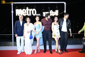 Metro In Dino Song Launch attended by Sara Ali Khan, Aditya Roy Kapur, Ali Fazal, and Fatima Sana Shaikh