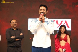 Telugu movie Michael pre-release event attended by Divnaysha Kaushik, Sundeep Kishan, and Nani