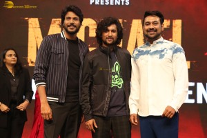 Telugu movie Michael pre-release event attended by Divnaysha Kaushik, Sundeep Kishan, and Nani