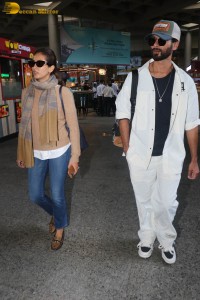 Actor Shahid Kapoor spotted with his wife Mira at Mumbai Airport on May 9, 2023