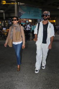 Actor Shahid Kapoor spotted with his wife Mira at Mumbai Airport on May 9, 2023