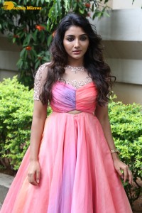 Indian Actress Mirnaa Menon in a pink dress