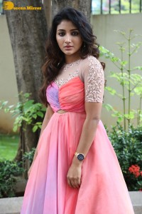 Indian Actress Mirnaa Menon in a pink dress