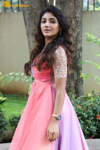 Indian Actress Mirnaa Menon in a pink dress