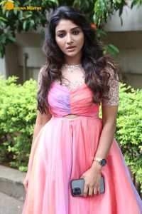 Indian Actress Mirnaa Menon in a pink dress