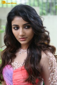 Indian Actress Mirnaa Menon in a pink dress