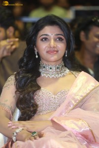 actress mirnaa menon in a pink lehenga choli dress