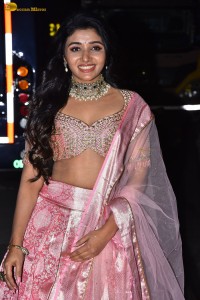 actress mirnaa menon in a pink lehenga choli dress