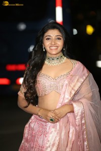 actress mirnaa menon in a pink lehenga choli dress