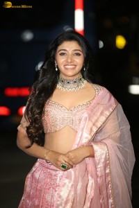 actress mirnaa menon in a pink lehenga choli dress