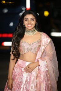 actress mirnaa menon in a pink lehenga choli dress