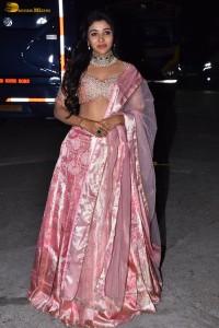 actress mirnaa menon in a pink lehenga choli dress