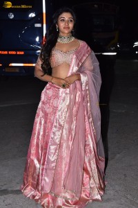 actress mirnaa menon in a pink lehenga choli dress