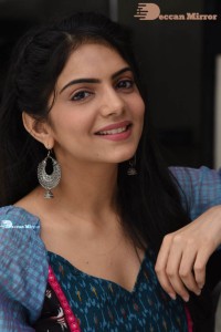 Actress Misha Narang in a blue salwar dress