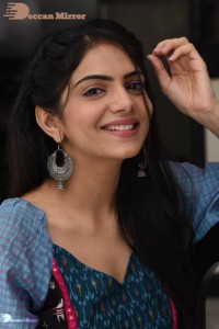 Actress Misha Narang in a blue salwar dress