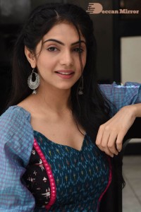Actress Misha Narang in a blue salwar dress