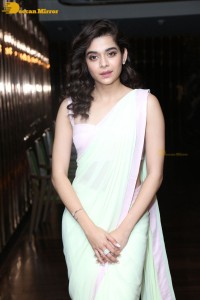 Telugu Actress Mithila Palkar in a light green saree