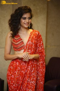 Indian Actress Mithila Palkar in a red dress