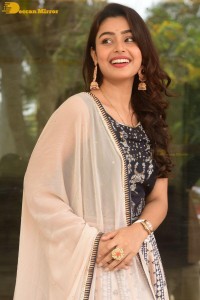 Telugu Film Actress Mokksha in a black salwar kameez dress