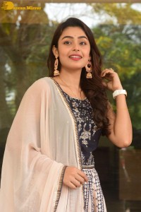 Telugu Film Actress Mokksha in a black salwar kameez dress