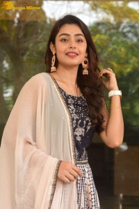 Telugu Film Actress Mokksha in a black salwar kameez dress