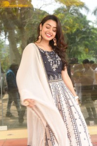 Telugu Film Actress Mokksha in a black salwar kameez dress