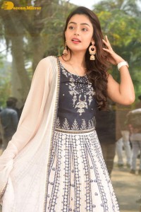 Telugu Film Actress Mokksha in a black salwar kameez dress