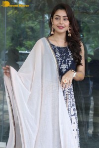 Telugu Film Actress Mokksha in a black salwar kameez dress