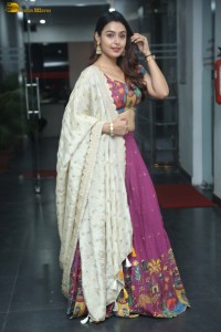 telugu heroine Mokksha in a pink lehenga choli