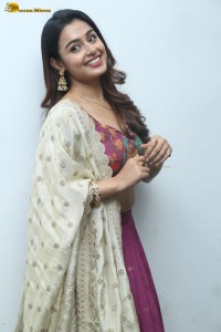 telugu heroine Mokksha in a pink lehenga choli