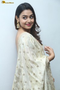 telugu heroine Mokksha in a pink lehenga choli