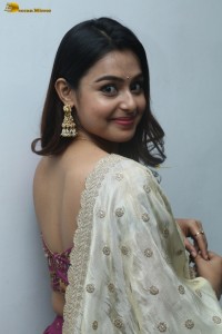 telugu heroine Mokksha in a pink lehenga choli