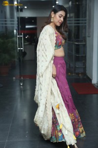 telugu heroine Mokksha in a pink lehenga choli