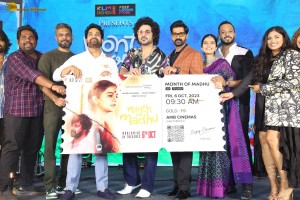 Month of Madhu Pre-Release Function attended by Naveen Chandra, Swathi Reddy, Gnaneswari Kandregula, and Siddhu Jonnalagadda